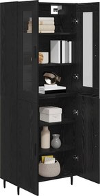 vidaXL Highboard 2 pcs Μαύρη Οξυά Επεξεργασμένο ξύλο