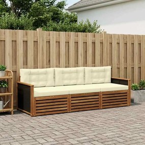 vidaXL Σειρά Καναπέ Εξωτερικού 3 pcs Φυσικό και Κρέμα Πολυεστέρας