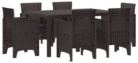 vidaXL Σέτ φαγητού για κήπο 7 pcs Καφέ Rattan Polt