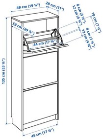 BISSA παπουτσοθήκη με 3 τμήματα, 49x28x135 cm 105.302.59