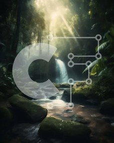 Intra Συλλεκτικό Ξύλινο Παζλ Plywood 4mm - Εικόνα καταρράκτη καταπράσινων ζούγκλας Σε Ξύλινο Κουτί - Διαστάσεις: 10x10 cm – 25 κομμάτια