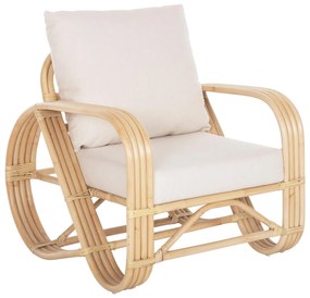 ARMCHAIR BARONESS  NATURAL RATTAN AND WHITE CUSHIONS 81x90x92Hcm.