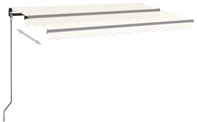 vidaXL Τέντα Συρόμενη Χειροκίνητη με LED Κρεμ 450 x 350 εκ.