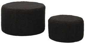 Σκαμπό - Πουφ Gabello pakoworld σετ 2 τεμ ύφασμα μπουκλέ μαύρο Φ44x26.5εκ