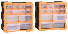vidaXL Κουτιά Αποθήκευσης 2 τεμ. με 12 Συρτάρια 26,5 x 16 x 26 εκ.