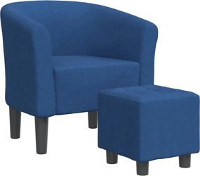 vidaXL Πολυθρόνα Μπάρελ Μπλε Υφασμάτινη με Υποπόδιο