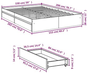 ΠΛΑΙΣΙΟ ΚΡΕΒΑΤΙΟΥ ΛΕΥΚΟ 150X200 ΕΚ ΕΠΕΞΕΡΓ. ΞΥΛΟ ΜΕ ΣΥΡΤΑΡΙΑ 3280650