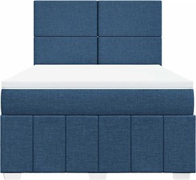 vidaXL Κρεβάτι Boxspring με Στρώμα Μπλε 140x190 εκ. Υφασμάτινο