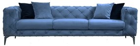 Καναπές 3θέσιος PWF-0579 τύπου Chesterfield ύφασμα ανοιχτό μπλε 237x90x73εκ Υλικό: Fabric:100%  POLYESTER - BEEICH WOOD - CHPBOARD - PP 071-001430