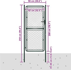 vidaXL Πόρτα Κήπου Πράσινη 100x200 εκ. από Ατσάλι