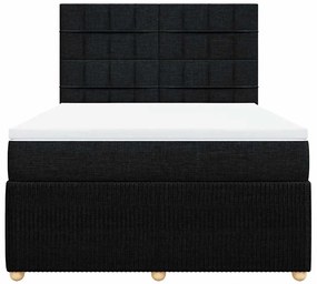 vidaXL Κρεβάτι Boxspring με Στρώμα Μαύρο 140x200 εκ. Υφασμάτινο