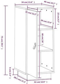 Μπουφές Καφέ Μελί 34x40x75 εκ. από Μασίφ Ξύλο Πεύκου - Καφέ