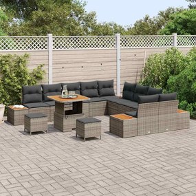 vidaXL Σετ Καναπέ Κήπου με μαξιλάρι 13 pcs Γκρι Πολυ ράταν