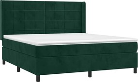 vidaXL Κρεβάτι Boxspring με Στρώμα Σκούρο Πράσινο 160x200εκ. Βελούδινο