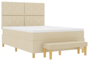 vidaXL Κρεβάτι Με Στρώμα & Πάγκο Κρεμ 140x200 εκ Ύφασμα