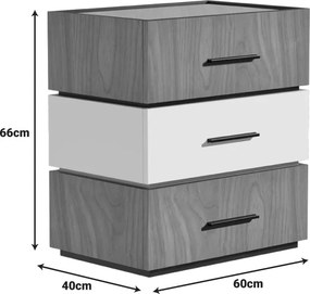 Κομοδίνο Sonlen pakoworld mdf σε καρυδί-μπεζ απόχρωση 60x40x66εκ