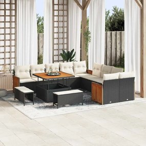 vidaXL Σετ Καναπέ Κήπου 13 pcs Μαύρο και κρεμ 100 x 100 x 71 cm