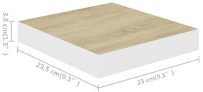 Ράφια Τοίχου 2 τεμ. Δρυς και Άσπρο 23x23,5x3,8 εκ. MDF - Καφέ