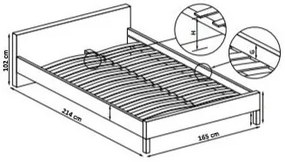 Κρεβάτι Houston 462, Διπλό, Γκρι, 160x200, Ταπισερί, Τάβλες για Κρεβάτι, 165x214x102cm, 64 kg, Ξύλο: Καρυδί | Epipla1.gr