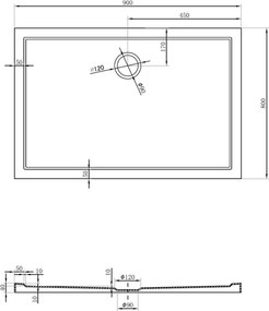 Mexen Flow ορθογώνιος ντους slim 90 x 80 cm, λευκή λάμψη - 46R108090