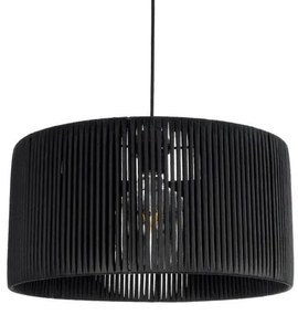 KYCLOS 203-0048 Boho Κρεμαστό Φωτιστικό Καπέλο Μονόφωτο 1 x E27 IP20 Μαύρο Rattan-M40 x Π40 x Υ25.5cm Globostar 203-0048 Μαύρο