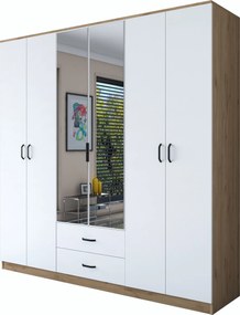 Εξαφυλλη Ντουλαπα Καρυδια/Λευκο BA130 51.5x210x210