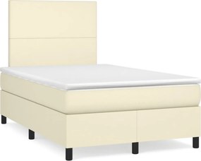 vidaXL Κρεβάτι Boxspring με Στρώμα Κρεμ 120x200εκ. από Συνθετικό Δέρμα