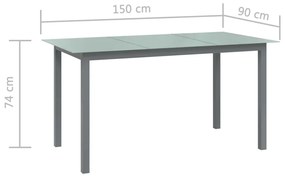 Τραπέζι Κήπου Ανοιχτό Γκρι 150x90x74 εκ. από Αλουμίνιο / Γυαλί - Γκρι