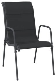 vidaXL Σετ Τραπεζαρίας Κήπου 9 Τεμαχίων Μαύρο από Ατσάλι &amp; Textilene