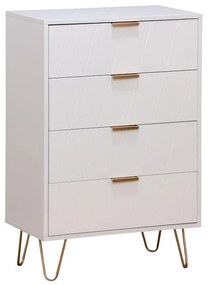 Chest f 4 drawers Culture  in white-golden colour 60x34x91cm 60x34x91 εκ.