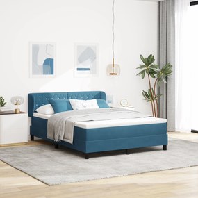 vidaXL Κρεβάτι Box Spring με Στρώμα σε Σκούρο Μπλε 160x200 εκ. από Βελούδο