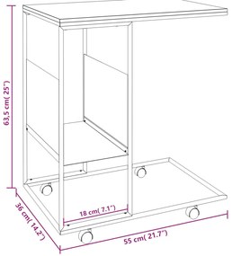 vidaXL Βοηθητικό Τραπέζι με Ρόδες Λευκό 55x36x63,5 εκ. Επεξεργ. Ξύλο