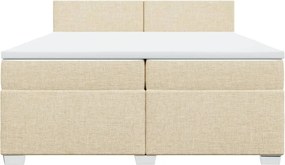 vidaXL Κρεβάτι Boxspring με Στρώμα Κρεμ 200x200 εκ. Υφασμάτινο