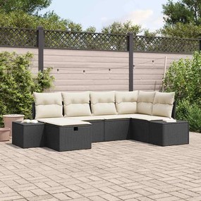 vidaXL Σετ Καναπέ Κήπου 6 pcs Μαύρο 55 x 62 x 69 εκ Πολυ ράταν