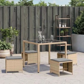 vidaXL Garden Stool με μαξιλάρι 4 τεμ. Μικτό μπεζ