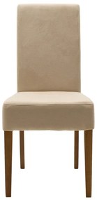 Καρέκλα Ditta pakoworld ύφασμα εκρού-πόδι μασίφ ξύλο καρυδί | Συσκευασία 2 τμχ