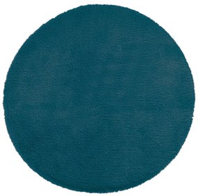 Χαλί γούνινο στρογγυλό Atmosphera με διαστάσεις 80x80x2cm - Σε μπλε απόχρωση