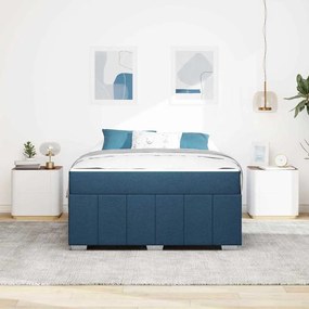 vidaXL Σκελετός Κρεβατιού με στρώμα Μπλε 160 x 200 cm ύφασμα