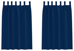 vidaXL Κουρτίνες με κουρτίνες 2 pcs Σκούρο Μπλε Πολυεστέρας