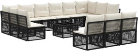 vidaXL Σετ Καναπέ Κήπου 14 pcs Μαύρο συνθετικό ρατάν
