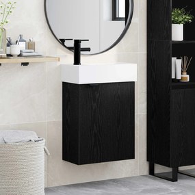 vidaXL Μονάδα μπάνιου με βρύση Μαύρη Δρυς 45,5 x 22,5 x 84 εκ