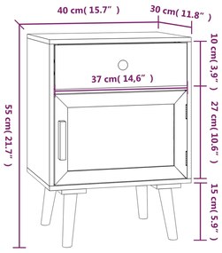 Κομοδίνα 2 τεμ. Μαύρα 40 x 30 x 55 εκ. από Επεξεργασμένο Ξύλο - Λευκό