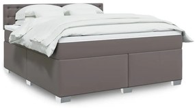 Κρεβάτι Boxspring με Στρώμα Γκρι 180x200 εκ. Συνθετικό Δέρμα