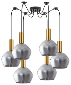 Φωτιστικό Οροφής SE21-GM-4-BL6-GL2 ADEPT TUBE Gold Matt Pendant Smoked Glass+ - 77-8582 - 51W - 100W - 77-8582