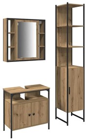 vidaXL Σετ Ντουλαπιών Μπάνιου 3 pcs artisan δρυς 33 x 33 x 185.5 εκ