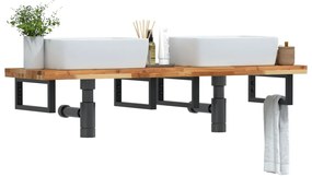 Ράφι Νιπτήρα Τοίχου από Ατσάλι / Μασίφ Ξύλο Ακακίας