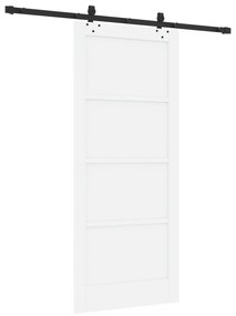 vidaXL Συρόμενη Πόρτα  με Εξαρτήματα Λευκή 86x198.5 εκ. Σκληρό Ξύλο Πεύκο
