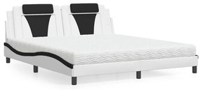 vidaXL Κρεβάτι με Στρώμα Μαύρο/Λευκό 180x200 εκ. από Συνθετικό Δέρμα
