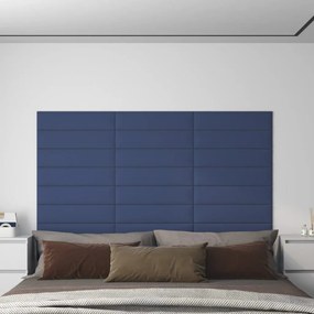 vidaXL Πάνελ Τοίχου 12 τεμ. Μπλε 60 x 15 εκ. 1,08 μ² Υφασμάτινα