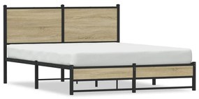 VidaXL Σκελετός Κρεβ. Χωρίς Στρώμα Sonoma Δρυς 150x200 εκ. Μεταλλικό